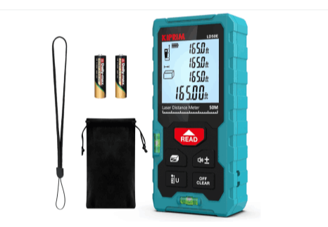 Kiprim LD50E laserafstandsmeter 3-in-1 met LCD-display voor bouw en DIY